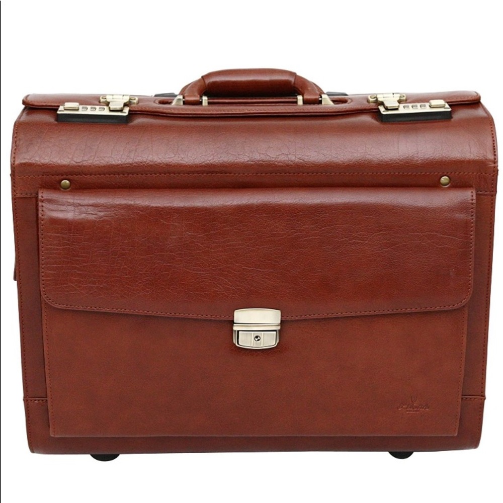 S Babila Milano Top Grain Leather Wheel Br…